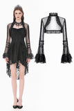 Gothic Romantic Mesh Bolero with Ruffled High Neck and Bell Sleeves BW180