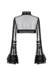 Gothic Romantic Mesh Bolero with Ruffled High Neck and Bell Sleeves BW180