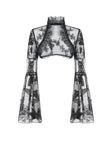 Gothic  Ruffled Butterfly Embroidery Sheer Lace Bolero BW181