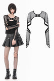 Tech-Punk Elastic Mesh Shrug with Metallic Buckle and Lattice Cutout Sleeves BW182