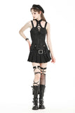 Punk black spiderweb embossed lace-up top CW080