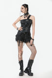Punk-Inspired Leather Corset with Side Zipper, Eyelet Lacing and Waist Belt CW096