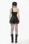 Punk-Inspired Leather Corset with Side Zipper, Eyelet Lacing and Waist Belt CW096