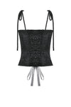 Elegant Floral Jacquard Bustier with Lace & Rose Detail CW097