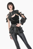Dark Techwear Multi-Buckle Eyelet Leather Corset with Side Pouches CW103