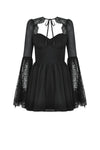 Black Gothic Mesh Patchwork Back Lace-up Everyday Dress DW1007