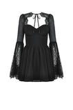 Black Gothic Mesh Patchwork Back Lace-up Everyday Dress DW1007