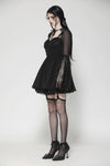 Black Gothic Mesh Patchwork Back Lace-up Everyday Dress DW1007
