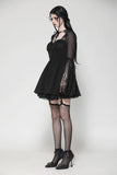 Black Gothic Mesh Patchwork Back Lace-up Everyday Dress DW1007