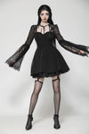 Black Gothic Mesh Patchwork Back Lace-up Everyday Dress DW1007