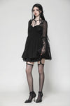 Black Gothic Mesh Patchwork Back Lace-up Everyday Dress DW1007