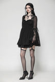 Black Gothic Mesh Patchwork Back Lace-up Everyday Dress DW1007