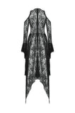 Black Gothic Asymmetrical Lace Rhinestone Neckline Off-Shoulder   Dress DW1017
