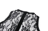Black Gothic Asymmetrical Lace Rhinestone Neckline Off-Shoulder   Dress DW1017