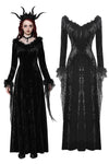 Gothic dark velvet  V-neck long slim dress DW1019