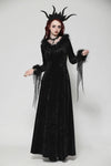 Gothic dark velvet  V-neck long slim dress DW1019