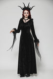 Gothic dark velvet  V-neck long slim dress DW1019