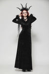 Gothic dark velvet  V-neck long slim dress DW1019