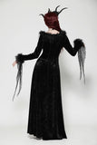 Gothic dark velvet  V-neck long slim dress DW1019