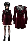 Dark red velvet gothic doll dress DW1025