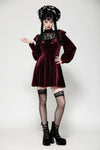 Dark red velvet gothic doll dress DW1025