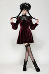 Dark red velvet gothic doll dress DW1025