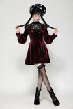 Dark red velvet gothic doll dress DW1025