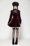 Dark red velvet gothic doll dress DW1025