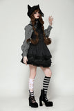 Dark striped double-breasted doll dress DW1026