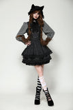 Dark striped double-breasted doll dress DW1026