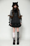 Dark striped double-breasted doll dress DW1026