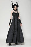 Gothic black butterfly strapless lace gown dress DW1029