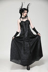 Gothic black butterfly strapless lace gown dress DW1029