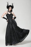 Gothic black butterfly strapless lace gown dress DW1029