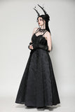 Gothic black butterfly strapless lace gown dress DW1029