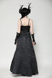 Gothic black butterfly strapless lace gown dress DW1029