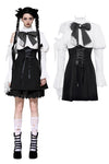 Distressed lace patchwork black and white doll dress DW1030