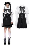 Distressed lace patchwork black and white doll dress DW1030