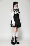 Distressed lace patchwork black and white doll dress DW1030