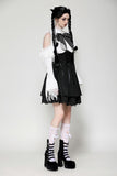 Distressed lace patchwork black and white doll dress DW1030