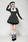 Striped ruffle scholarly academy dress DW1031