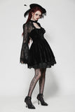 Dark floral jacquard velvet elegant dress DW1033