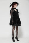 Dark floral jacquard velvet elegant dress DW1033