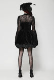 Dark floral jacquard velvet elegant dress DW1033