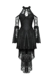 Black Gothic Rose Vine Lace Tail Dress DW1034
