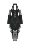 Black Gothic Rose Vine Lace Tail Dress DW1034