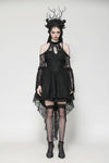 Black Gothic Rose Vine Lace Tail Dress DW1034