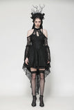 Black Gothic Rose Vine Lace Tail Dress DW1034