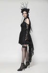 Black Gothic Rose Vine Lace Tail Dress DW1034