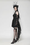 Black Gothic Rose Vine Lace Tail Dress DW1034